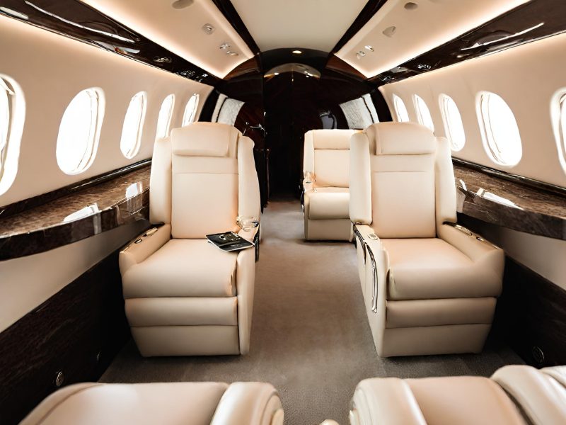 Private jet amenities for passengers