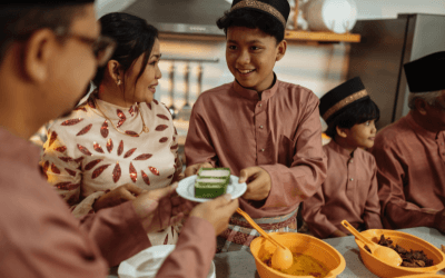 Family celebrating