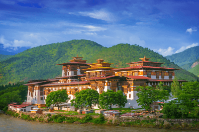 Exotic aerial view of Bhutan