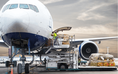 Cargo being loaded onto an aircraft